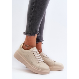 Sneakers in pelle da donna sulla piattaforma beige Gatira 2