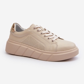 Sneakers in pelle da donna sulla piattaforma beige Gatira 1