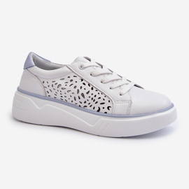 Sneakers Traforate da Donna con Plateau in Pelle Bianca Peilaeno 1