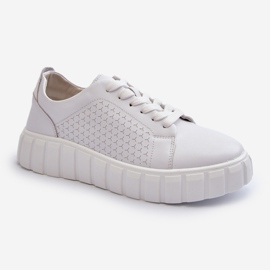 Sneakers da Donna in Pelle con Plateau, Bianco Eselmarie bianca 1