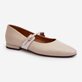 Ballerine piatte in pelle da donna Laura Messi 2774 Beige 1