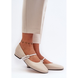 Ballerine piatte in pelle da donna Laura Messi 2774 Beige 2