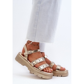 Sandali Decorati da Donna Eco Pelle Oro Arcida d'oro 2