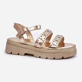 Sandali Decorati da Donna Eco Pelle Oro Arcida d'oro 1