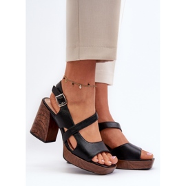 Sandali da donna con tacco alto Sergio Leone SK577 Nero 2