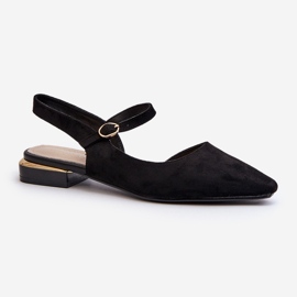 Ballerine da donna con tacco basso e tacco aperto Sergio Leone SK831 Nere nero 1