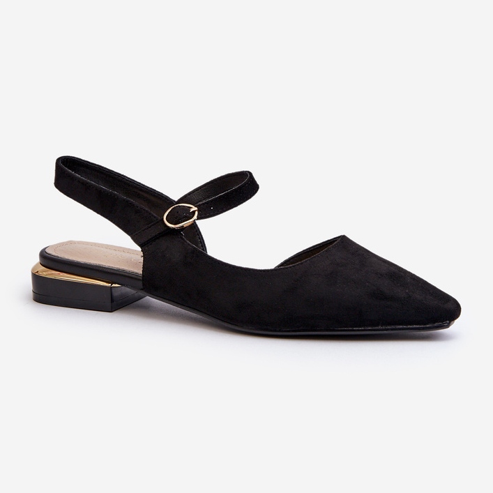 Ballerine da donna con tacco basso e tacco aperto Sergio Leone SK831 Nere nero 1