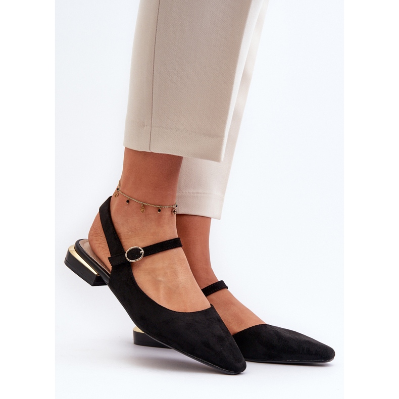 Ballerine da donna con tacco basso e tacco aperto Sergio Leone SK831 Nere nero 2