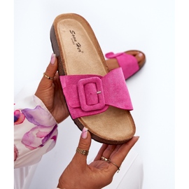 Infradito Da Donna Con Fibbia In Eco Camoscio Fucsia Laeltia rosa 1