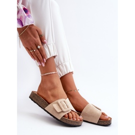 Infradito Da Donna Con Fibbia In Eco Camoscio Beige Laeltia 1