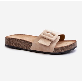 Infradito Da Donna Con Fibbia In Eco Camoscio Beige Laeltia 2
