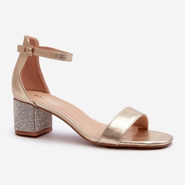 Sandali da Donna Realizzati in Eco Pelle Con Tacco Alto Decorato, Wiatalia Dorata d'oro 1