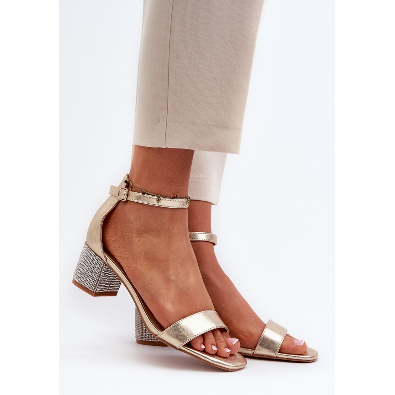 Sandali da Donna Realizzati in Eco Pelle Con Tacco Alto Decorato, Wiatalia Dorata d'oro 2