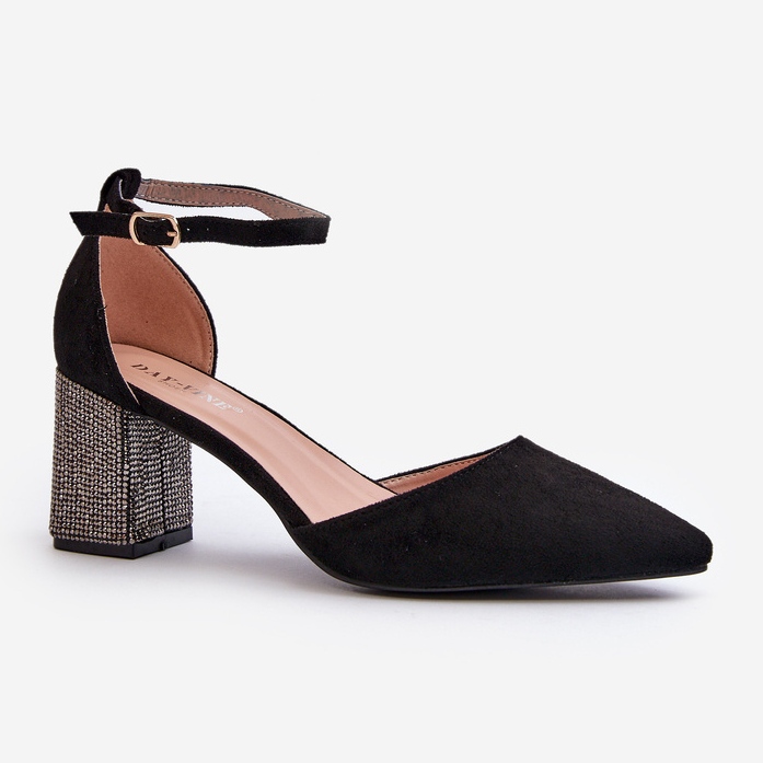 Décolleté in eco-suede con tacco decorato, Anlitela nera nero 1