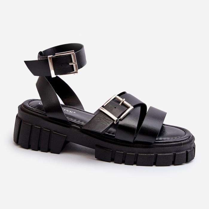 Sandali Con Cinturini Da Donna In Eco Pelle Nera Eladira nero 1