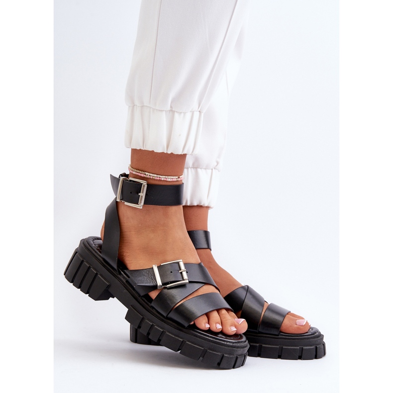 Sandali Con Cinturini Da Donna In Eco Pelle Nera Eladira nero 2