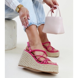 Sandali con zeppa Mara rosa scuro 1