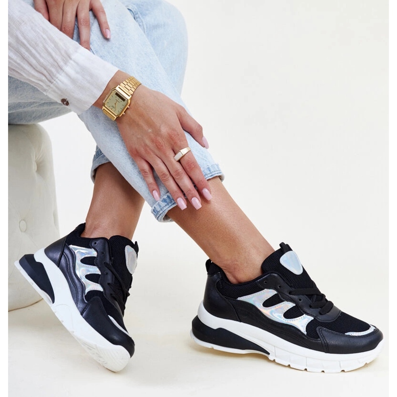 Sneakers nere con suola spessa Matea nero 1