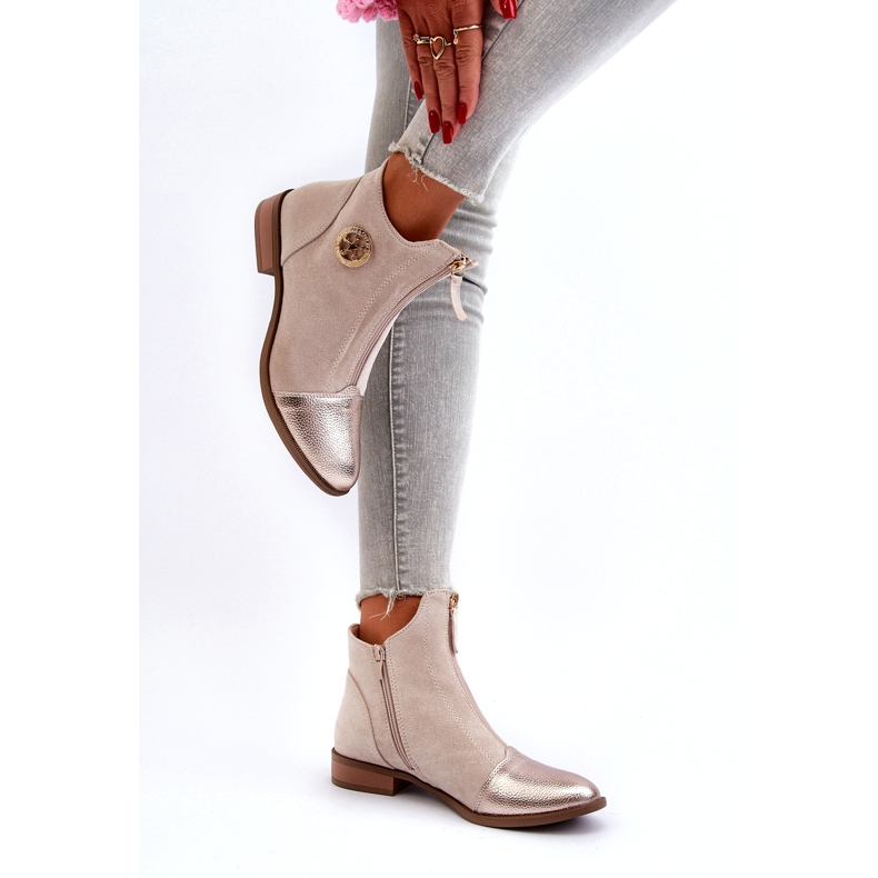 Jezzi Stivali Bassi da Donna con Cerniera, Loratie Beige 2