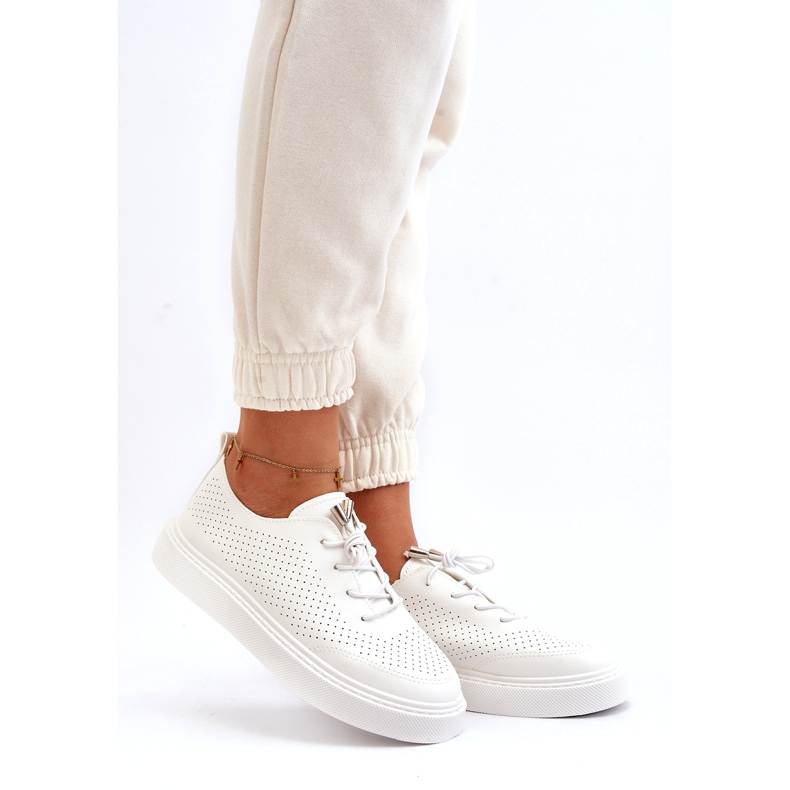 Sneakers bianche traforate da donna bianco 1