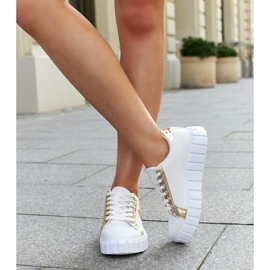 Sneaker bianche e dorate con massiccia suola Bionda bianco 2