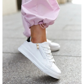 Scarpe da ginnastica bianche con cerniera sul lato Shanna bianca 1