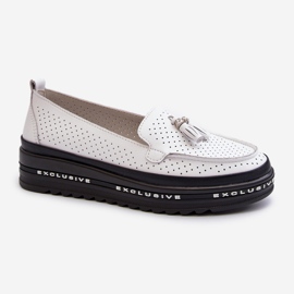 Mocassini Da Donna In Pelle Con Plateau, Colore Bianco Assetnima 2