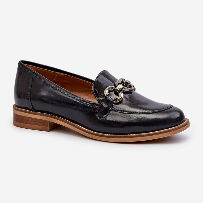 Mocassini da donna in pelle verniciata Laura Messi 2760 Blu Navy 2