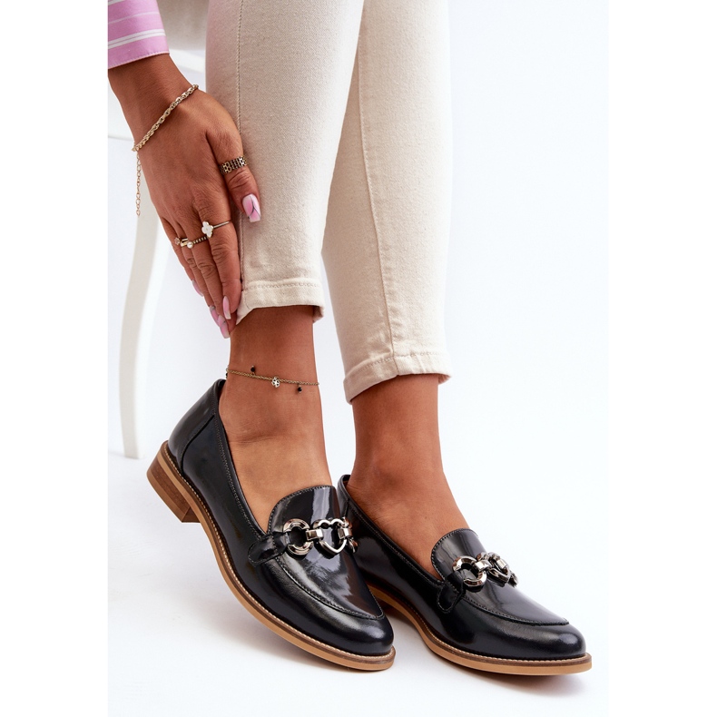 Mocassini da donna in pelle verniciata Laura Messi 2760 Blu Navy 1