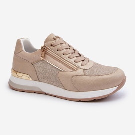 Sneakers da Donna Con Glitter e Cerniera INBLU IN000365 Beige 1