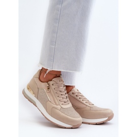 Sneakers da Donna Con Glitter e Cerniera INBLU IN000365 Beige 2