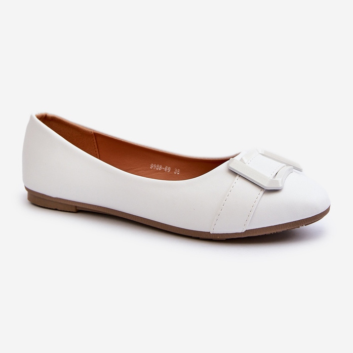 Ballerine Bianche in Ecopelle Con Cintura e Decorazione Cadwenla bianco 1