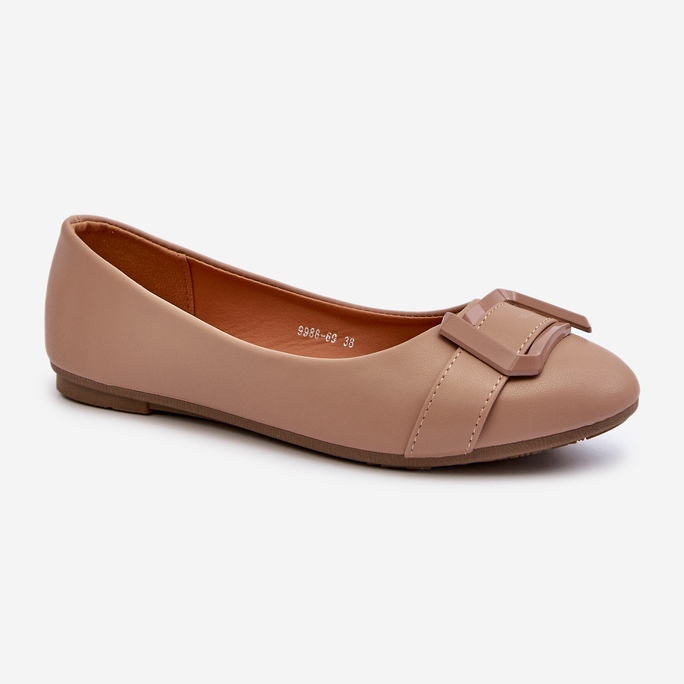 Ballerine in Eco Pelle Con Cintura e Decorazione, Cadwenla Beige Scuro 2