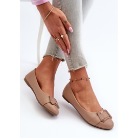 Ballerine in Eco Pelle Con Cintura e Decorazione, Cadwenla Beige Scuro 1