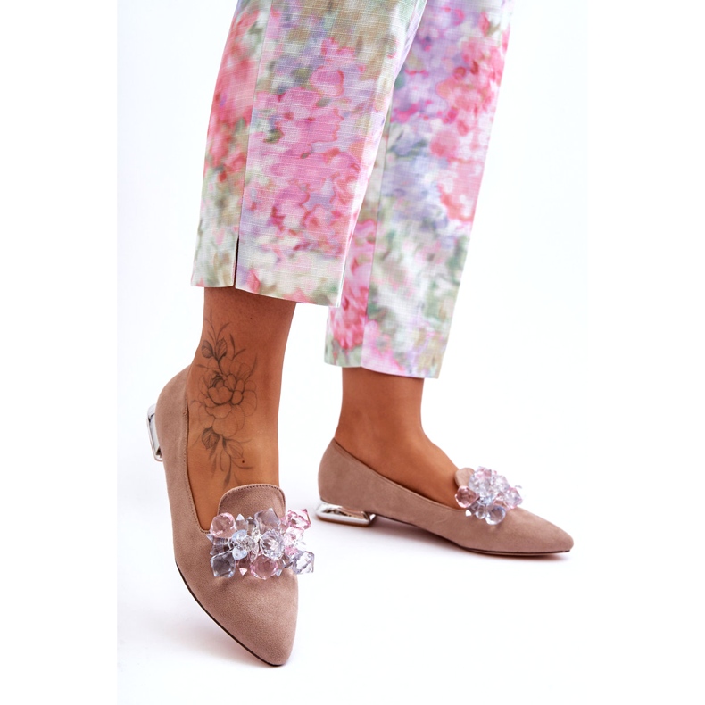 Seastar Mocassini impreziositi da donna con tacco piatto Sloane beige scuro 4