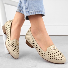 M. DASZYŃSKI Scarpe traforate da donna con tacco basso, oro M.Daszyński beige 2