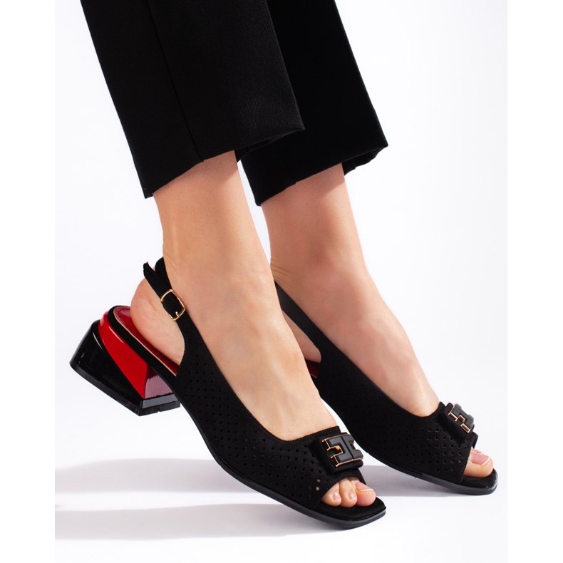 Goodin Sandali bassi traforati da donna, colore nero 2