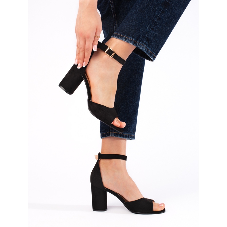 Sandali neri con tacco da donna nero 1