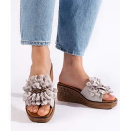 Sabot con zeppa in camoscio grigio 2