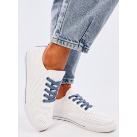 Sneakers Costier traforate da donna di colore azzurro bianca 2