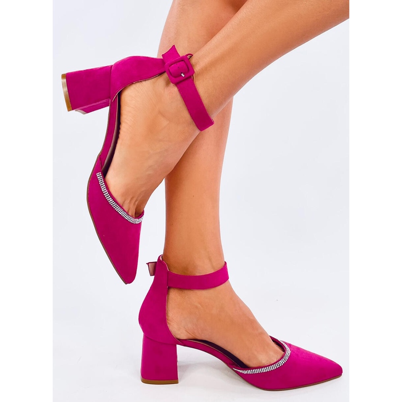 Décolleté Bardini fucsia con tacco alto e cinturino alla caviglia rosa 2