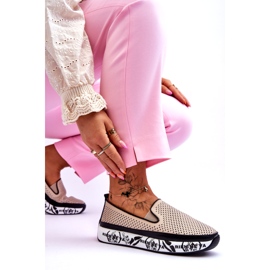 S.Barski Sneakers Donna In Pelle Traforata Slip-On Beige Sorito 3