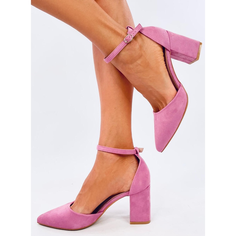 Décolleté Pozzi Fushia con tacco alto e chiusura alla caviglia rosa 2