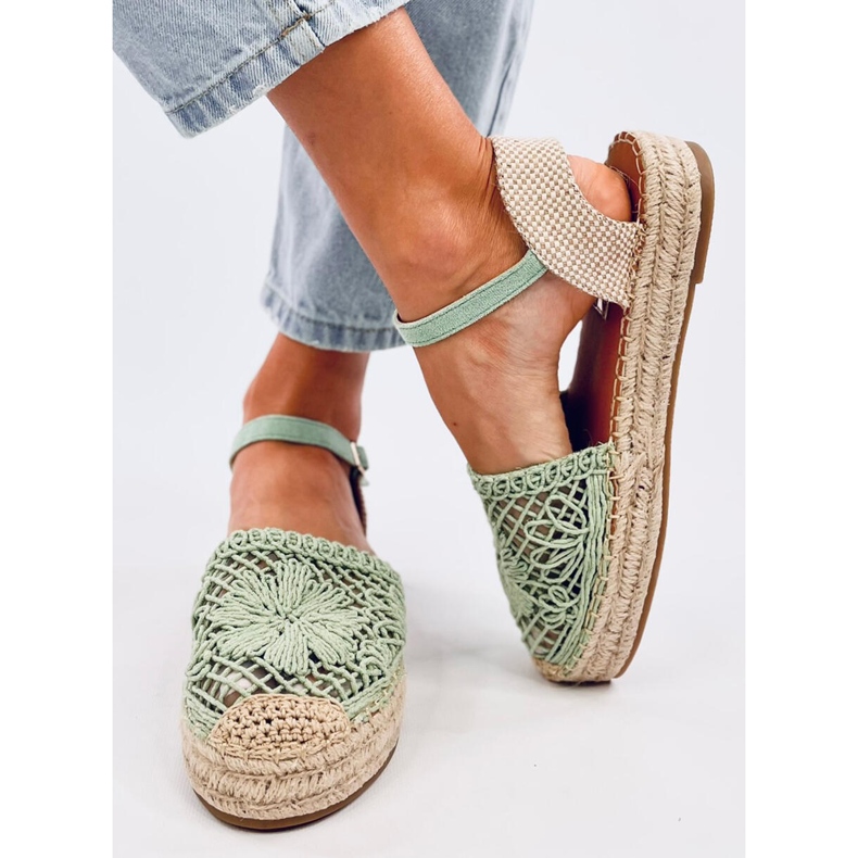 Premat Sandali espadrillas traforati di colore verde 2