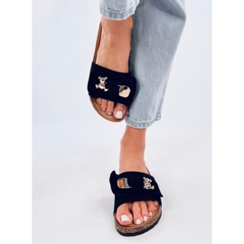 Loups Pantofole in sughero nero con orsetto 1
