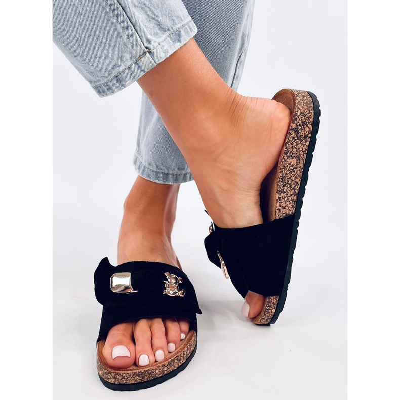 Loups Pantofole in sughero nero con orsetto 2