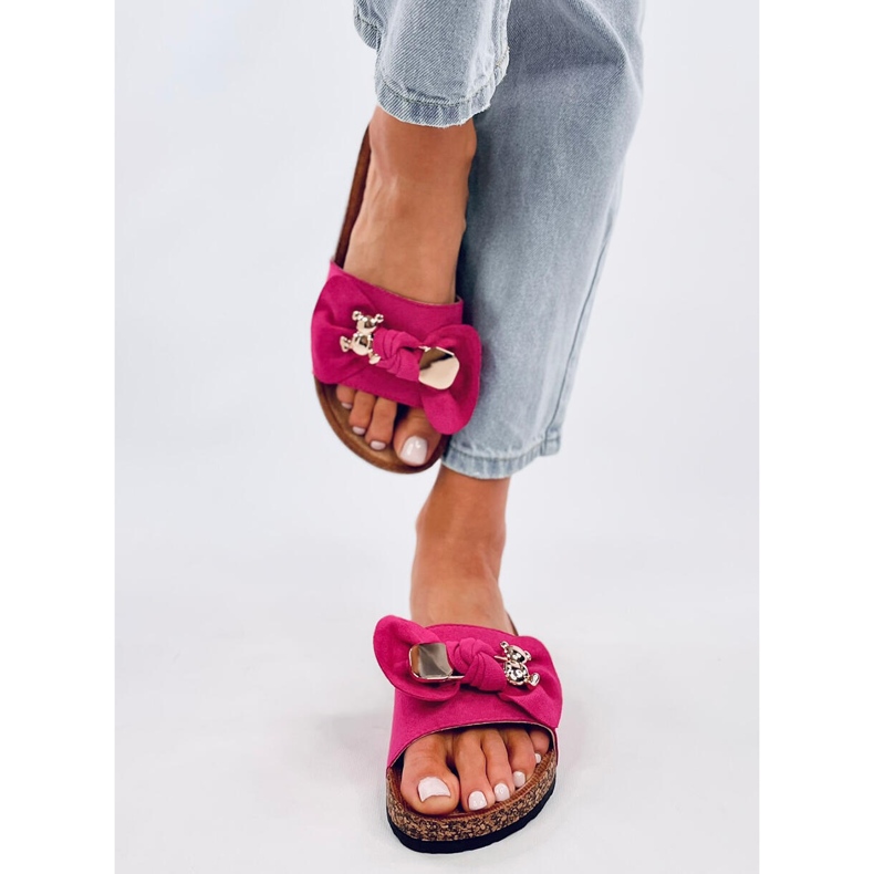 Loups Pantofole in sughero fucsia con orsetto rosa 1