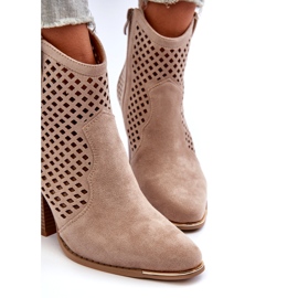 Stivaletti Da Donna In Eco Pelle Scamosciata Traforata Con Tacco Alto, Beige Stardara 6