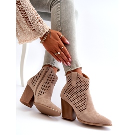 Stivaletti Da Donna In Eco Pelle Scamosciata Traforata Con Tacco Alto, Beige Stardara 1
