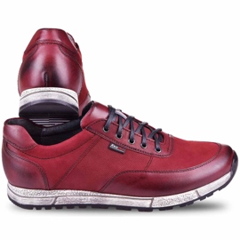 Kampol Scarpe casual da uomo in pelle 31/34 marrone rosso 2